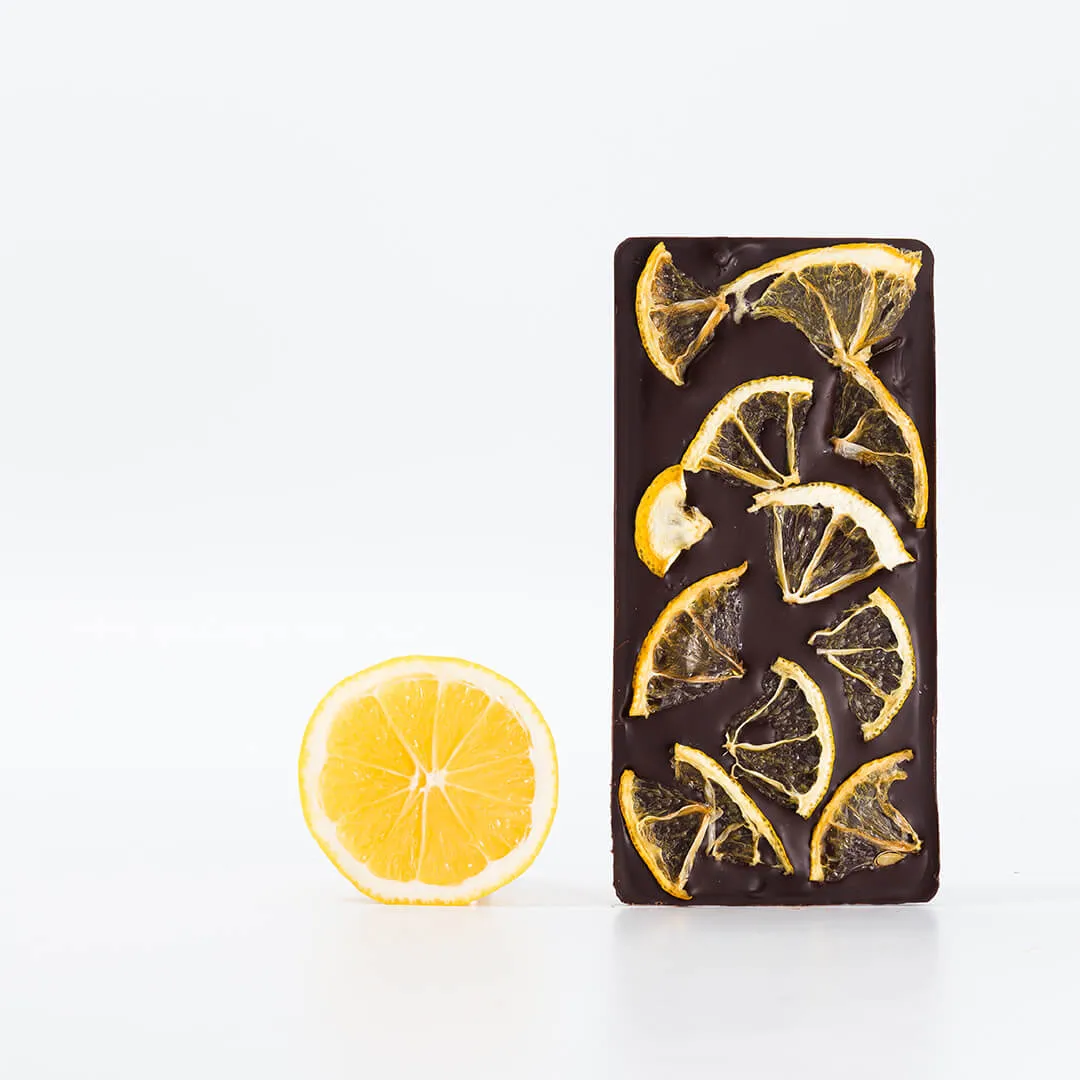 Plaq Maya Mountain Citron Meyer tablette chocolat noir