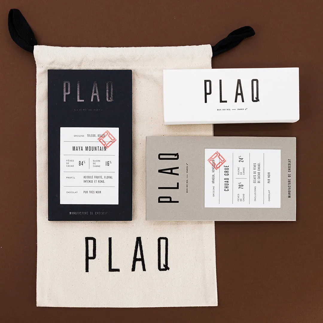 PLAQ Pur pochon brodé chocolat noir