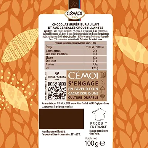 Cémoi Dégustation tablette lait céréales 100 g croustillant