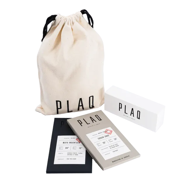 PLAQ Pur pochon brodé chocolat noir