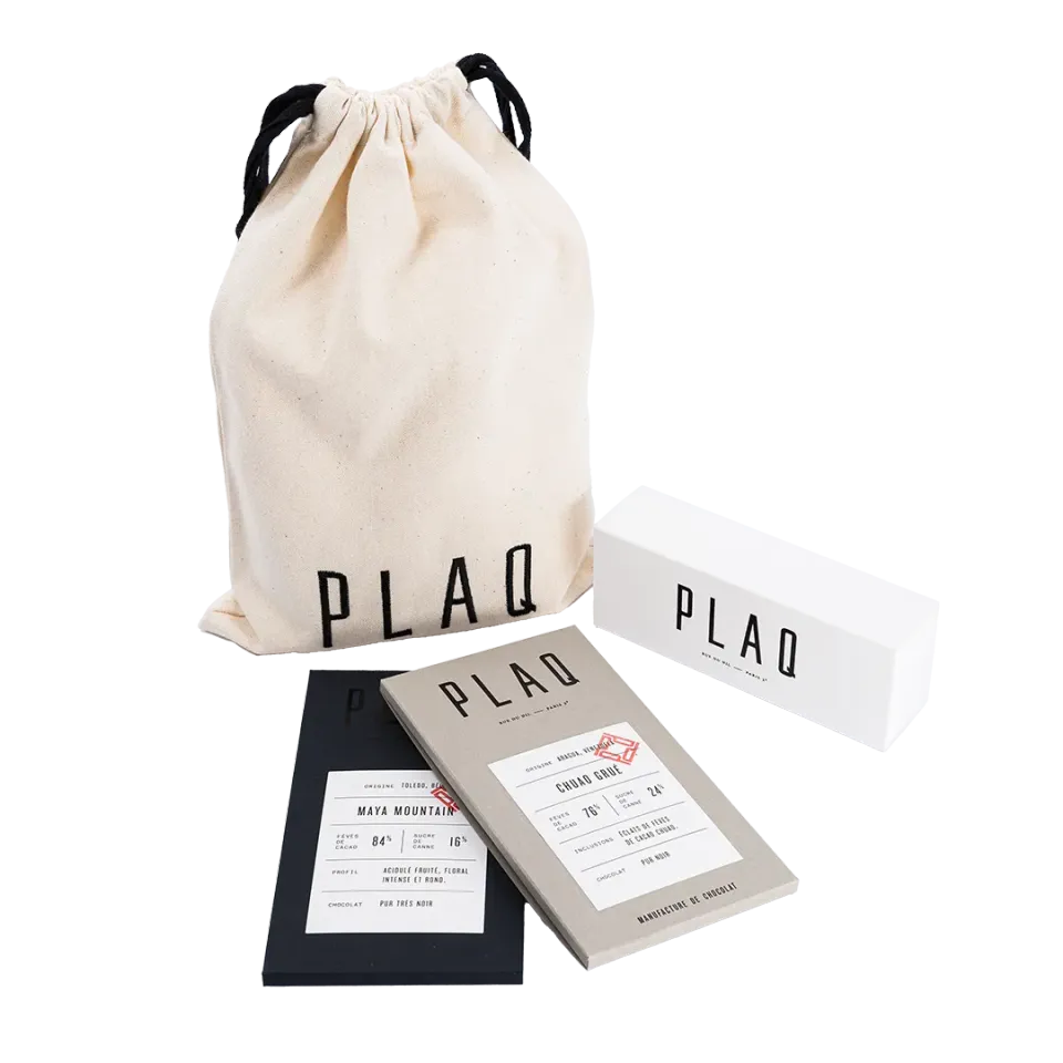 PLAQ Pur pochon brodé chocolat noir