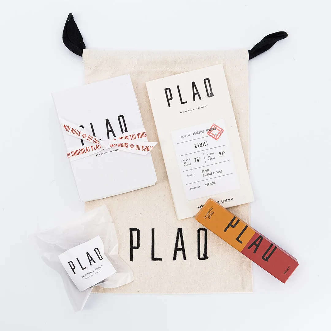 Plaq Pochon Brodé Festif coffret chocolats assortis