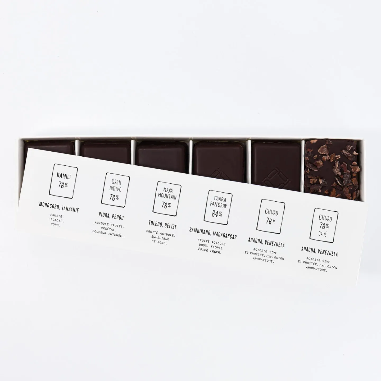 PLAQ Nano boîte découverte 45 chocolat noir 6 arômes