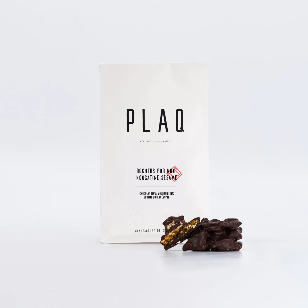 PLAQ Rochers Noir Nougatine Sésame rochers 84%