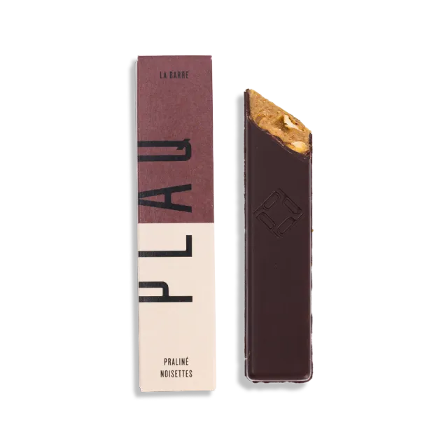 Plaq La Barre praliné noisettes chocolat noir Kamili 76%