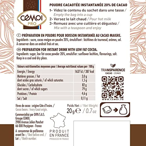 Cémoi Dosette poudre cacaotée 4 kg 20% cacao