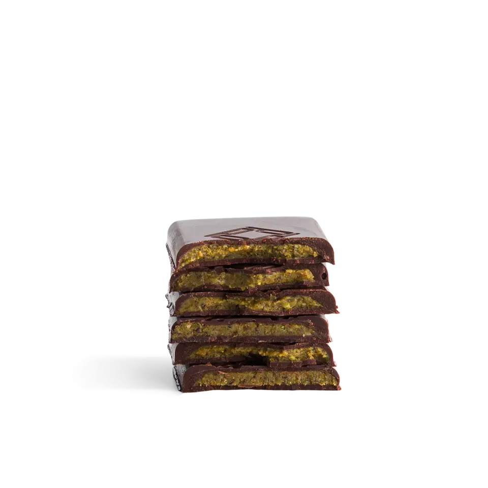 Plaq Nano Pur Noir boîte 24 praliné pistaches