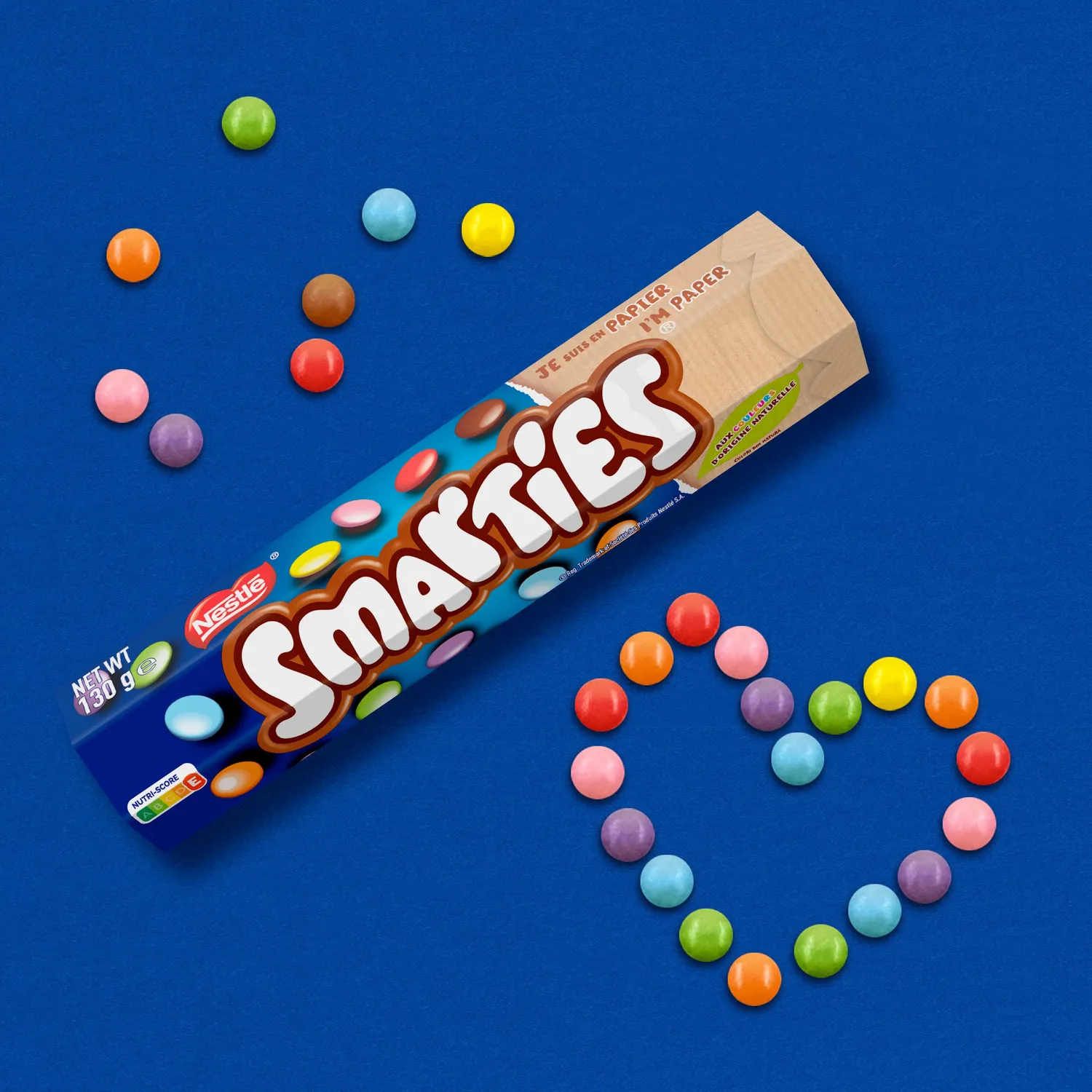Smarties Tube géant bonbons chocolat au lait 130g huit couleurs
