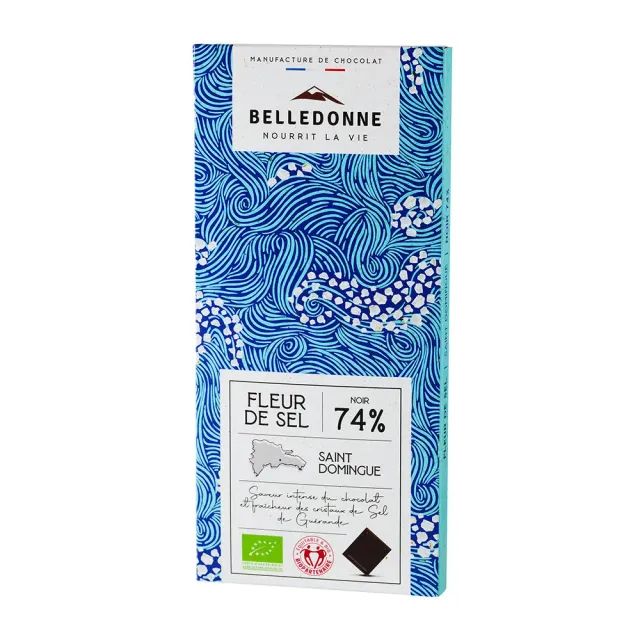 Belledonne Tablette Noir 74% Fleur de Sel Bio 100 g dégustation