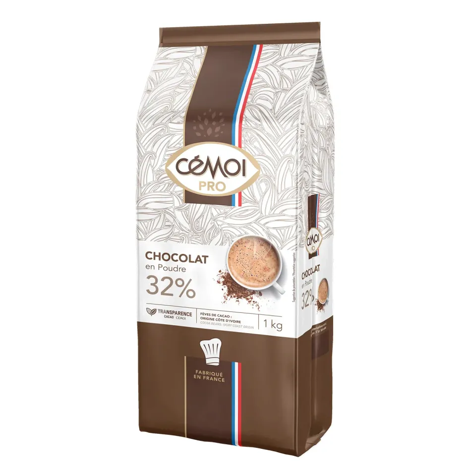 Cémoi sachet chocolat en poudre 32% 1 kg lot de 10 familial
