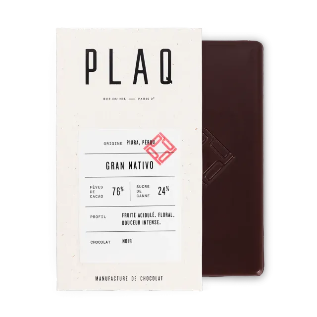 Plaq Noir Gran Nativo 76% tablette chocolat doux acidulé