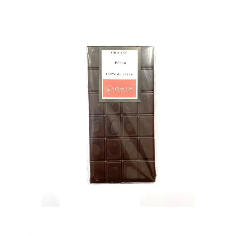 Des Lis Chocolat Origine Pérou tablette 100g 100% cacao