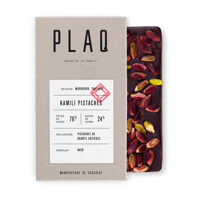 PLAQ Kamili Pistaches tablette chocolat noir