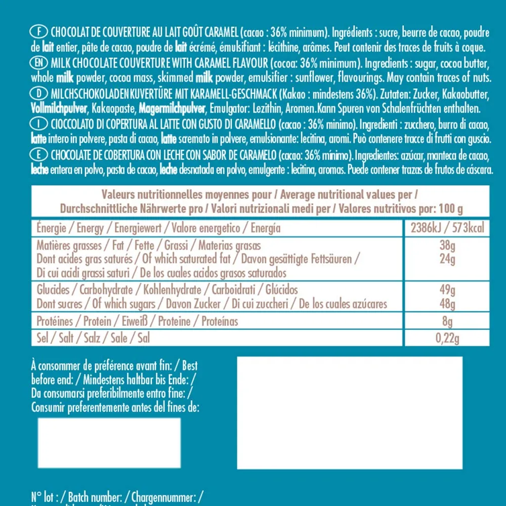 Cémoi Caramel 36% 26190 chocolat couverture lait caramel 2 kg