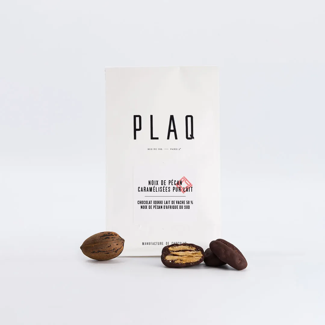 PLAQ Noix pécan caramélisées chocolat lait biscuité
