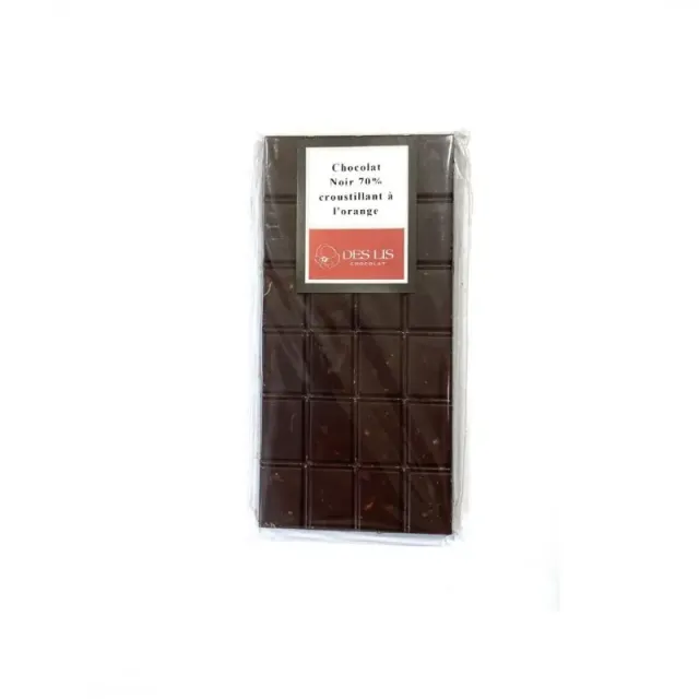 Des Lis Chocolat Noir 70% Croustillant Orange tablette 100g