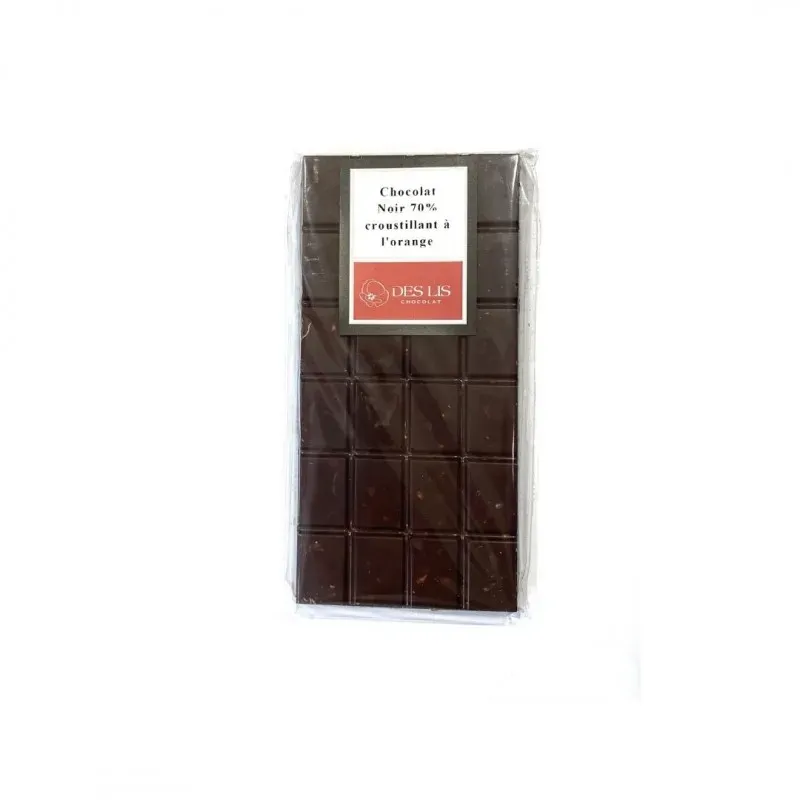 Des Lis Chocolat Noir 70% Croustillant Orange tablette 100g