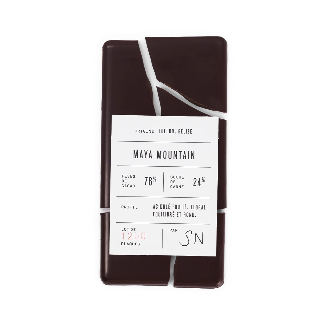 Plaq Noir Maya Mountain 76% tablette chocolat fruite