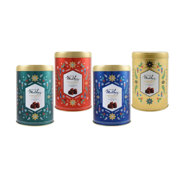Mathez Christmas boîte métal truffes fantaisie 500g cacao