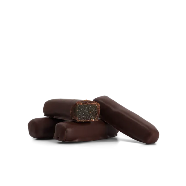 Plaq Gingembres Confits enrobés chocolat très noir 84% boîte