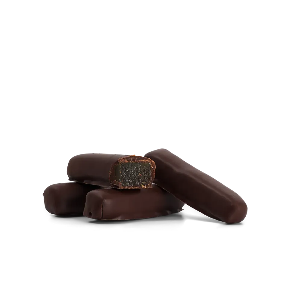 Plaq Gingembres Confits enrobés chocolat très noir 84% boîte