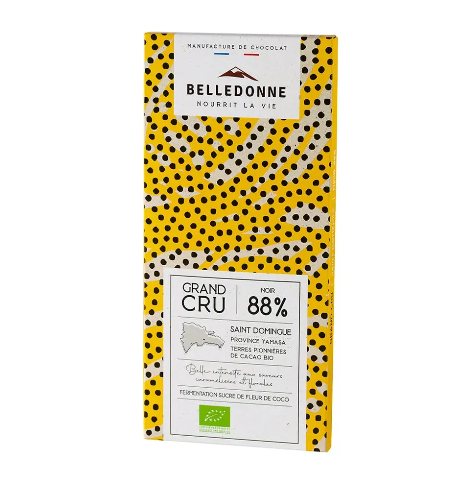 Belledonne Noir 88% Sucre Coco tablette chocolat 100 g bio