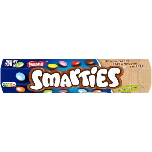 Smarties Tube géant bonbons chocolat au lait 130g huit couleurs