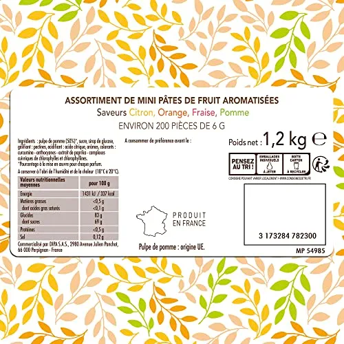 Cémoi Pâtes de fruits orange confiserie 1,2 kg assortiment fruité