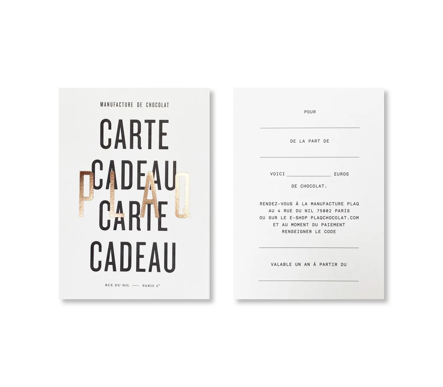 Plaq Carte Cadeau 100€ carte cadeau chocolat