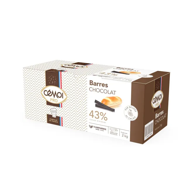 Cémoi Barres Goûter barres chocolat noir 43% 2 kg pur beurre cacao