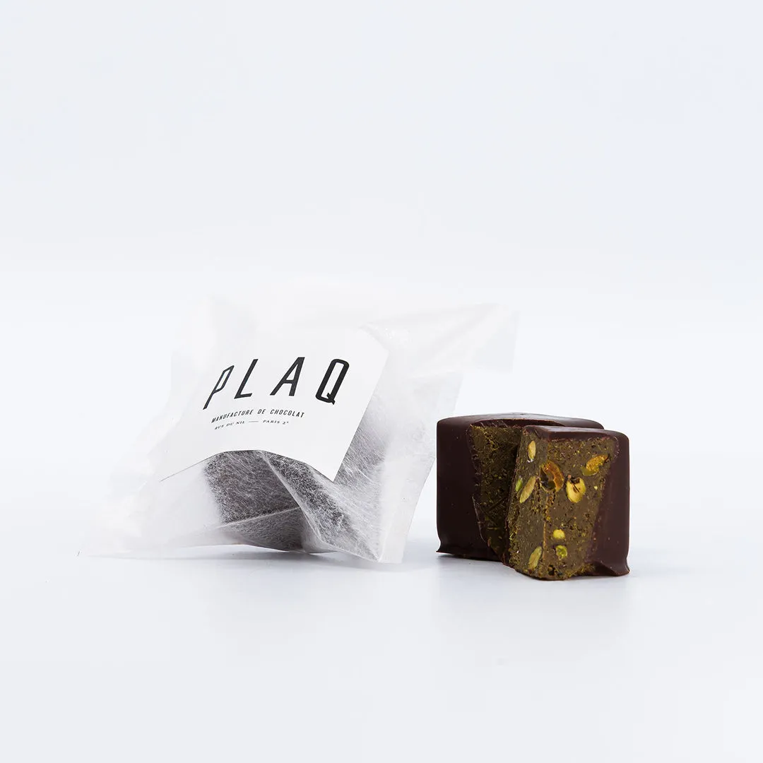 Plaq Rocher Noir Praliné Pistaches rocher chocolat