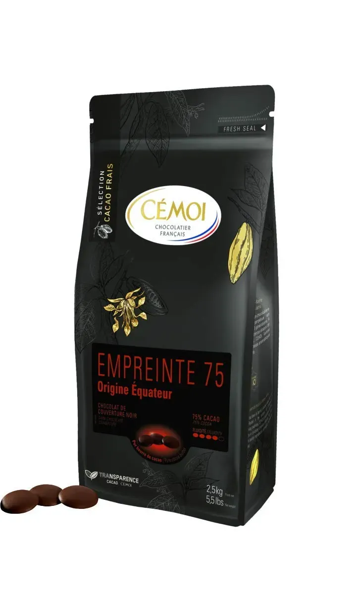 Cémoi Empreinte 75 palets chocolat couverture noir 2,5 kg intense