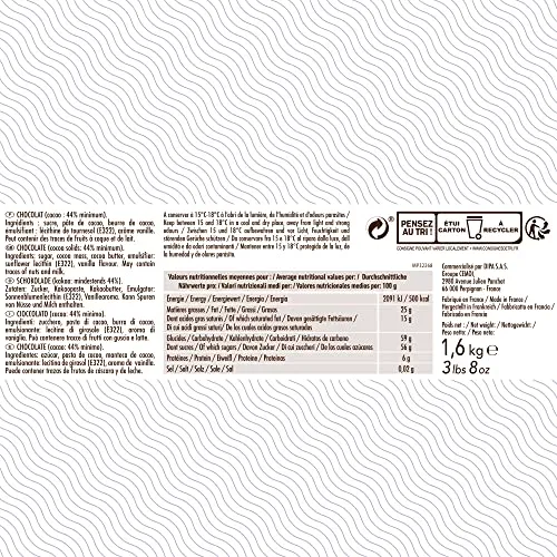 Cémoi Bâtons courts 44% cacao chocolat couverture 1,6 kg 300 pièces