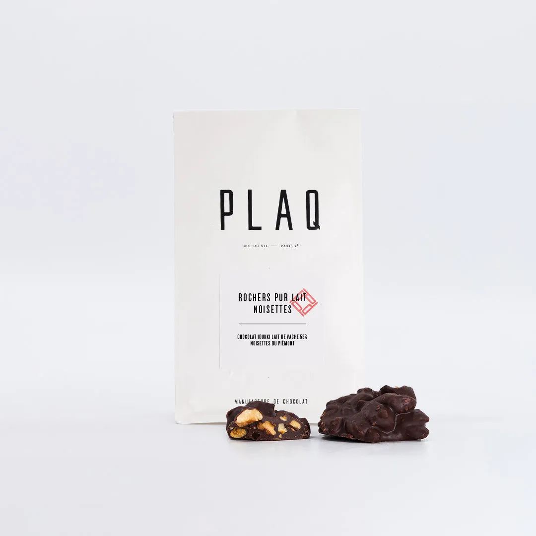 PLAQ Rochers chocolat lait Idukki 58% noisettes Piémont