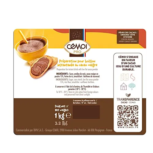 Cémoi Quickcao chocolat en poudre 10 x 1 kg 15% cacao