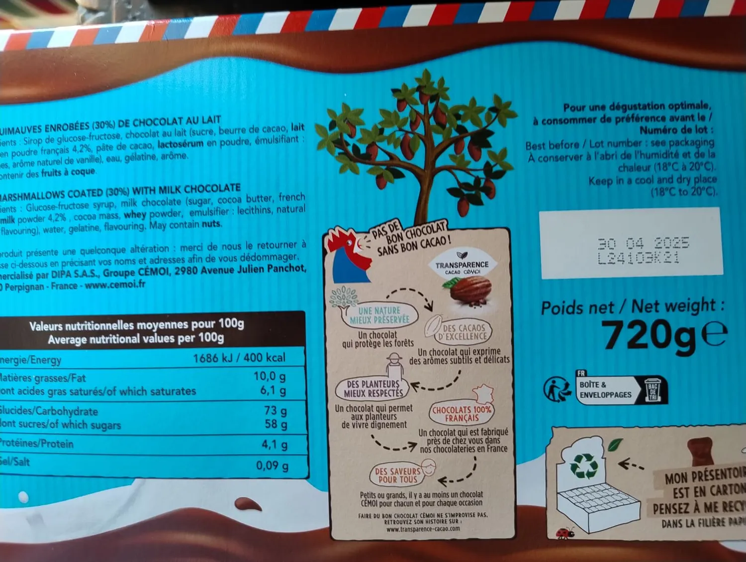 Cémoi Petit Ourson guimauve chocolat au lait 48 pièces moelleux