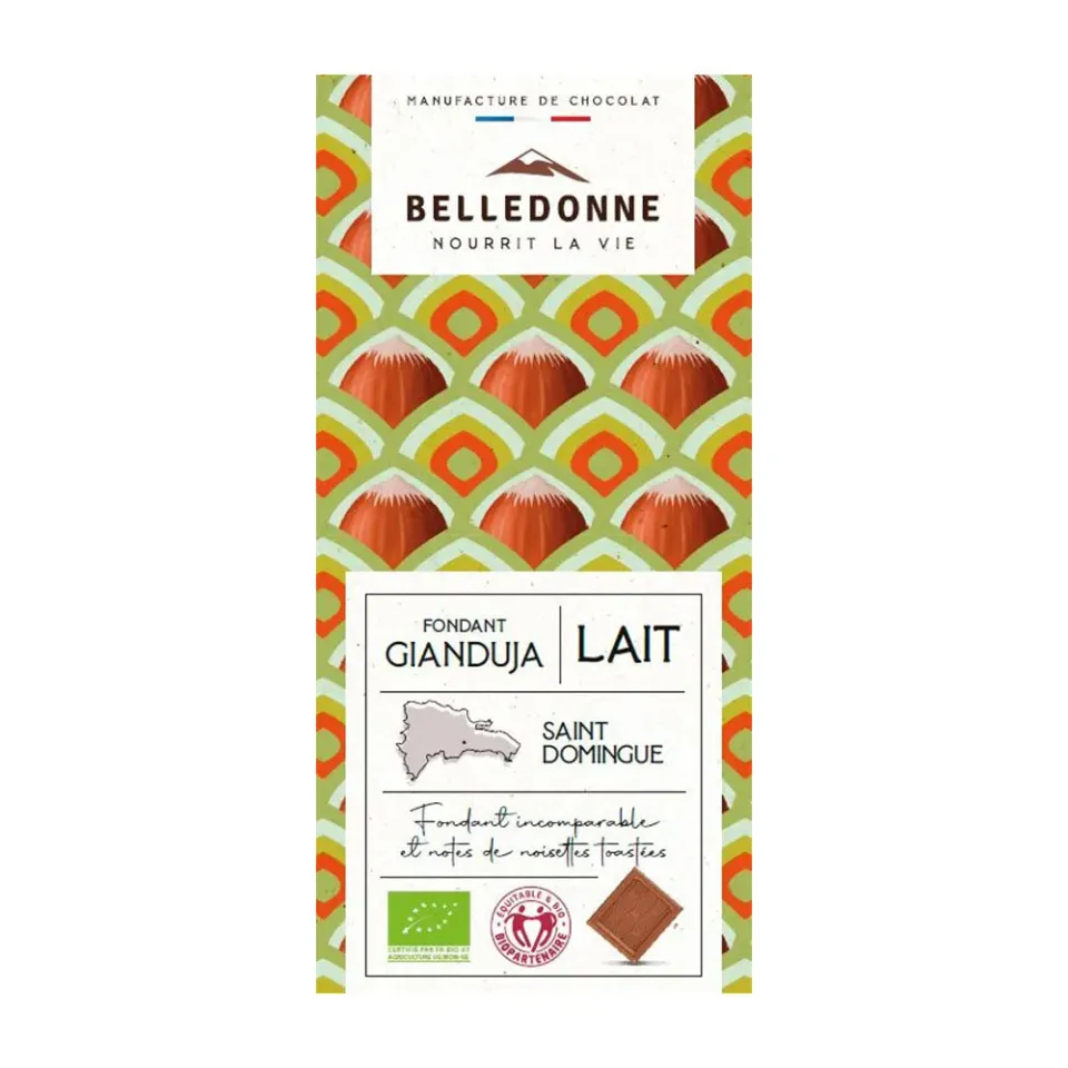 Belledonne Tablette chocolat lait gianduja 80 g noisette