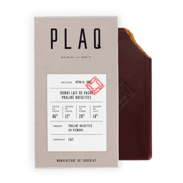 PLAQ Idukki praliné noisettes tablette lait Piémont