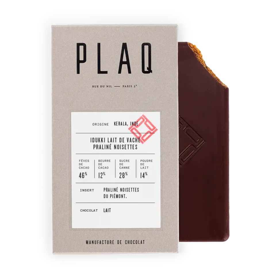 PLAQ Idukki praliné noisettes tablette lait Piémont