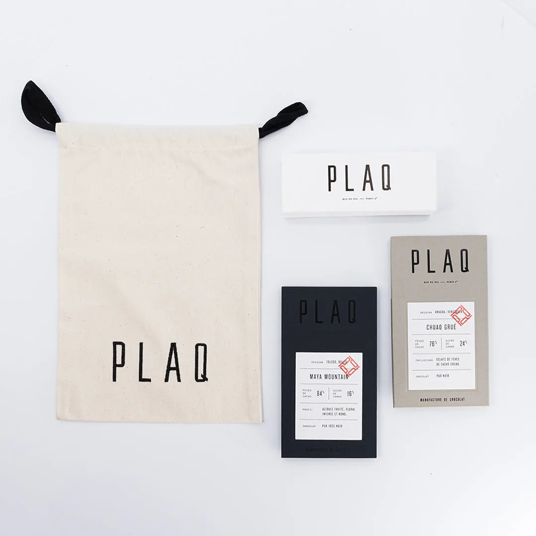 PLAQ Pur pochon brodé chocolat noir