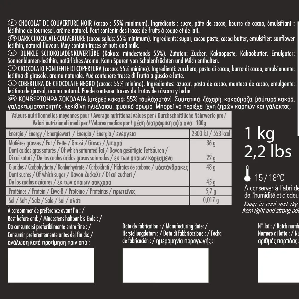 Cémoi Succession 55% palets chocolat noir 1 kg