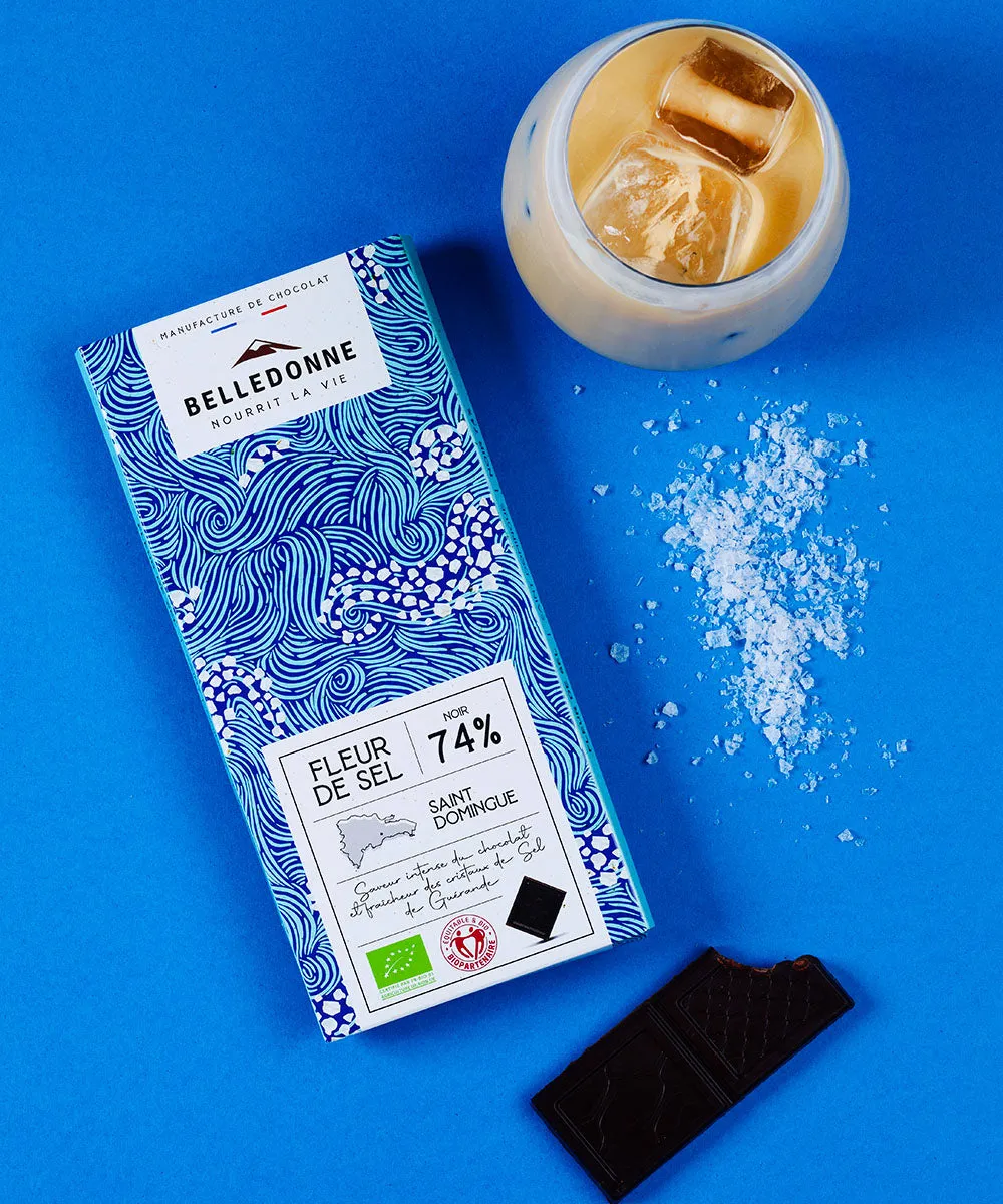 Belledonne Tablette Noir 74% Fleur de Sel Bio 100 g dégustation