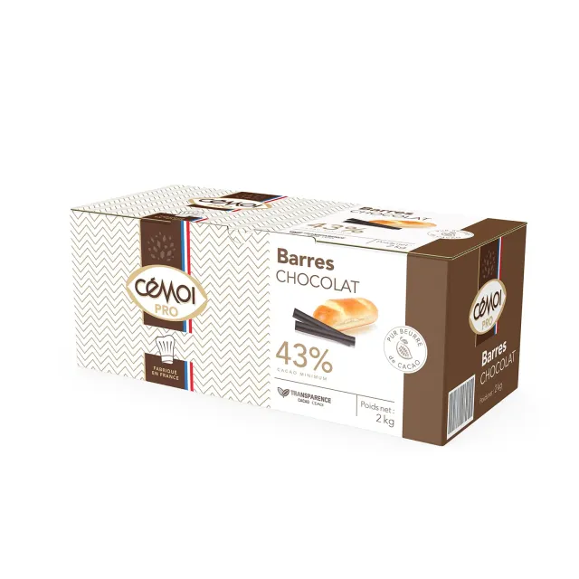 Cémoi Barres Goûter Nues noir 43% 2 kg pur beurre