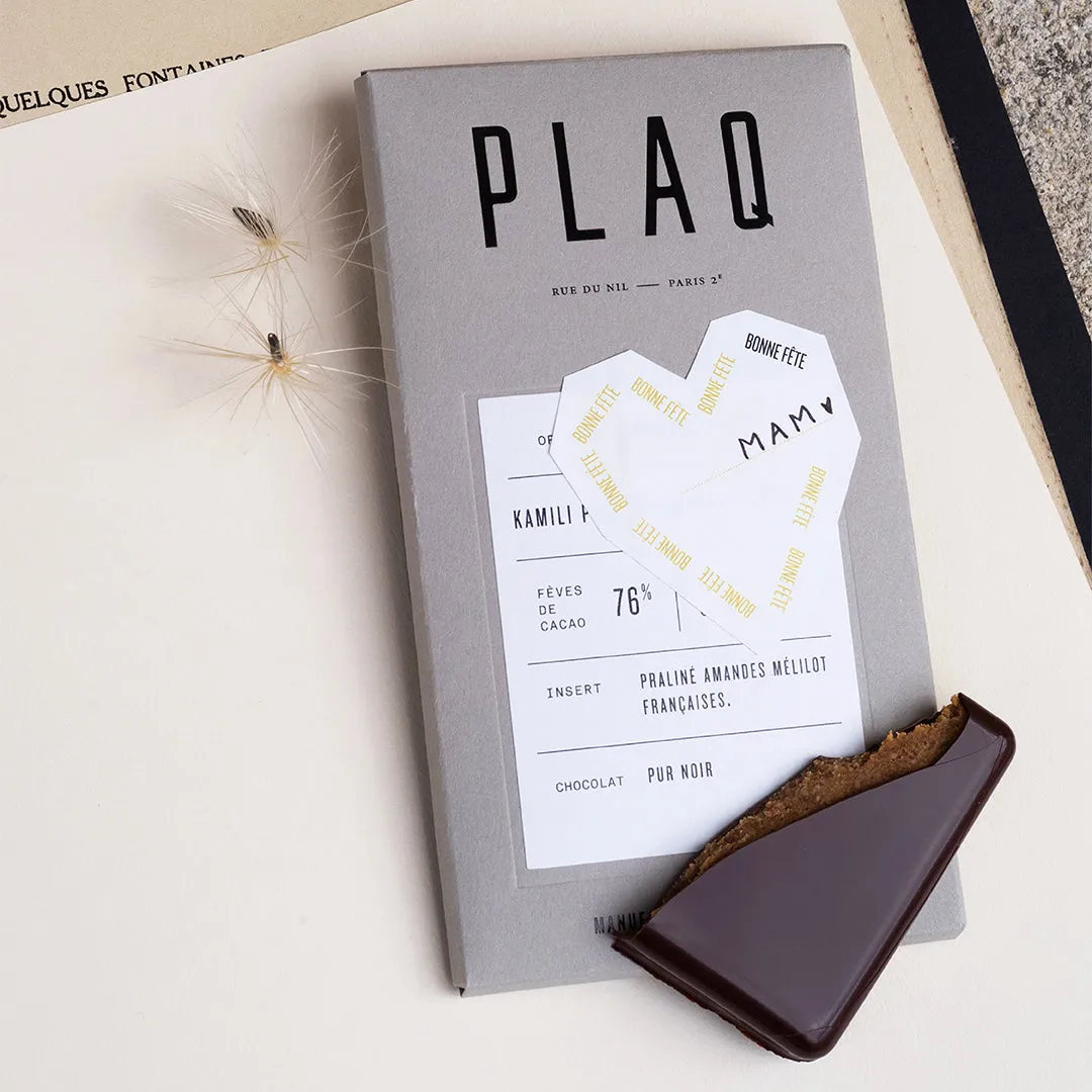 PLAQ Kamili Tablette Chocolat Noir Praliné Amandes