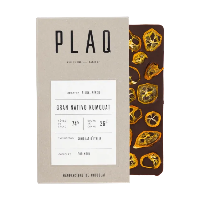 Plaq Gran Nativo kumquat chocolat noir 76% édition limitée