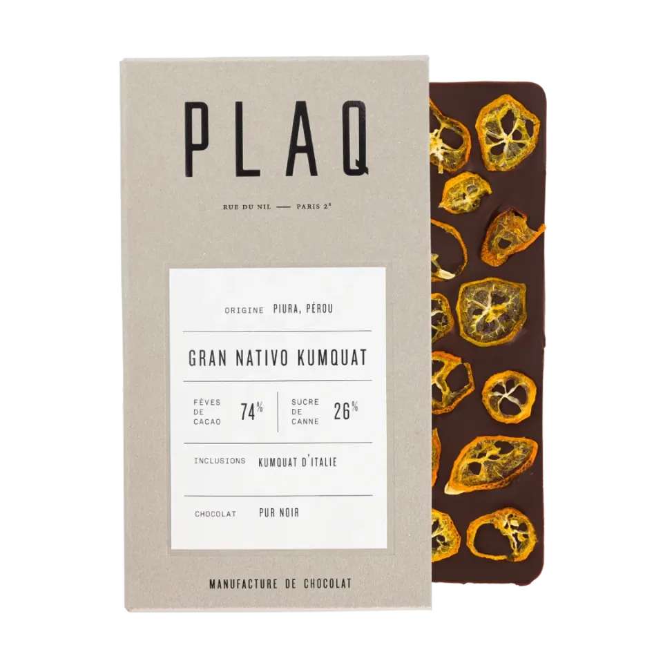 Plaq Gran Nativo kumquat chocolat noir 76% édition limitée