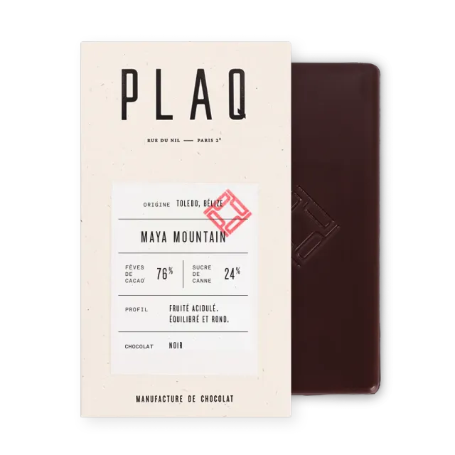 Plaq Noir Maya Mountain 76% tablette chocolat fruite