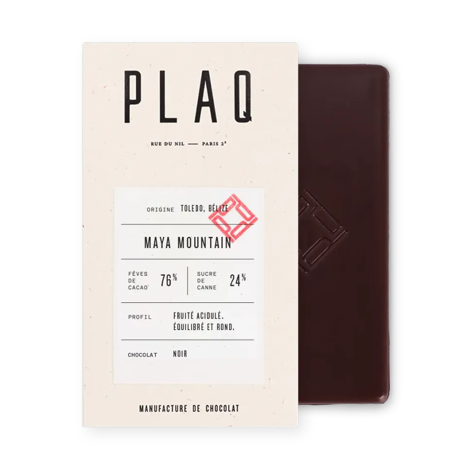 Plaq Noir Maya Mountain 76% tablette chocolat fruite