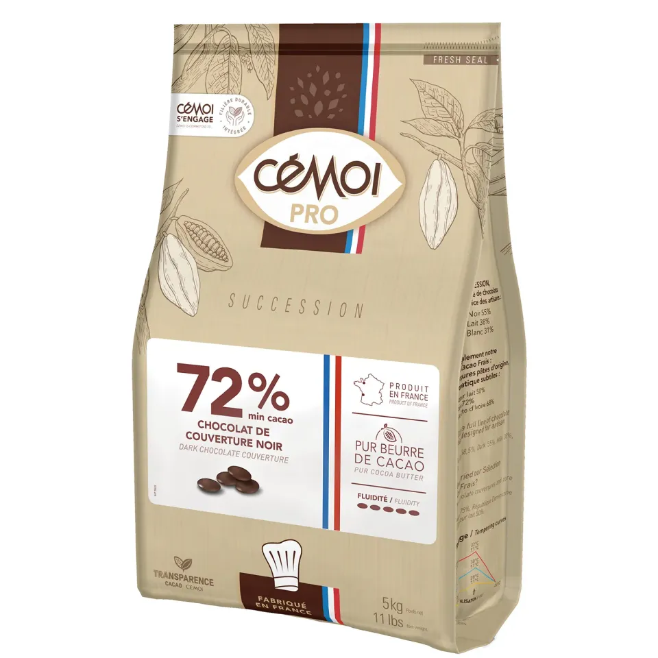 Cémoi Succession 72% chocolat de couverture noir 5 kg intense
