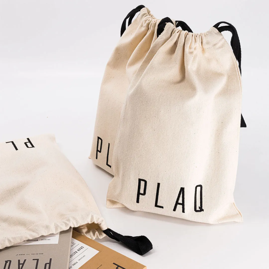 PLAQ pochon coton épais brodé réutilisable